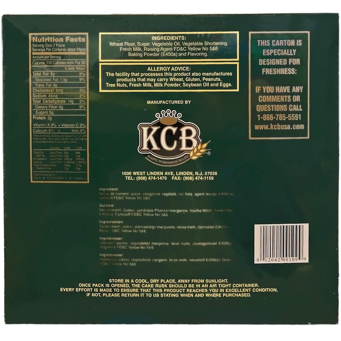 Dark Slate Gray KCB - Premium Cake Rusk (Vegetarian), 20 Oz