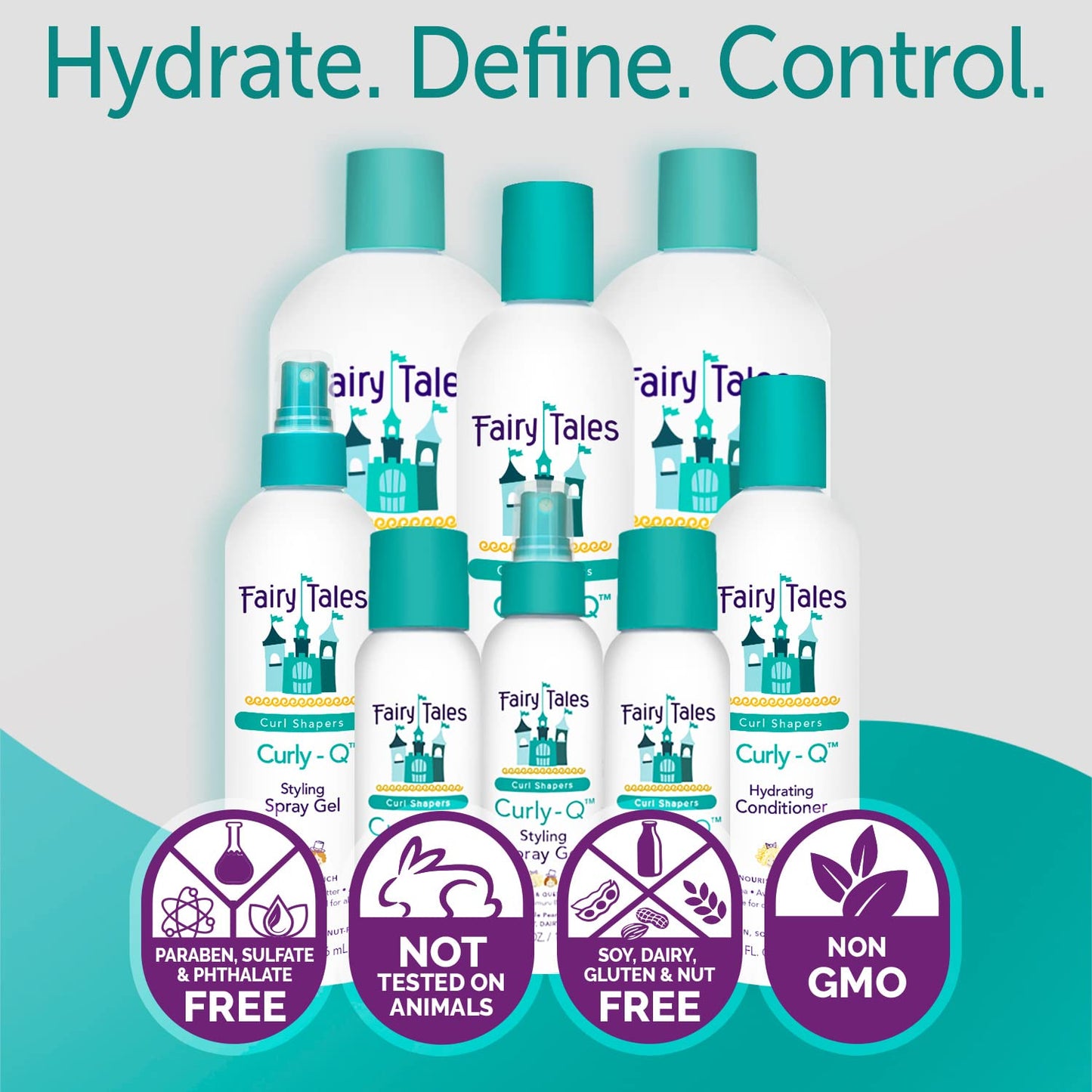 Lavender Fairy Tales Curly Q Hydrating Kids Shampoo 12oz and Conditioner 8oz - Paraben, Sulfate, Gluten, and Nut Free - For All Curl Types Including Multi Cultural Hair (2 Pack)