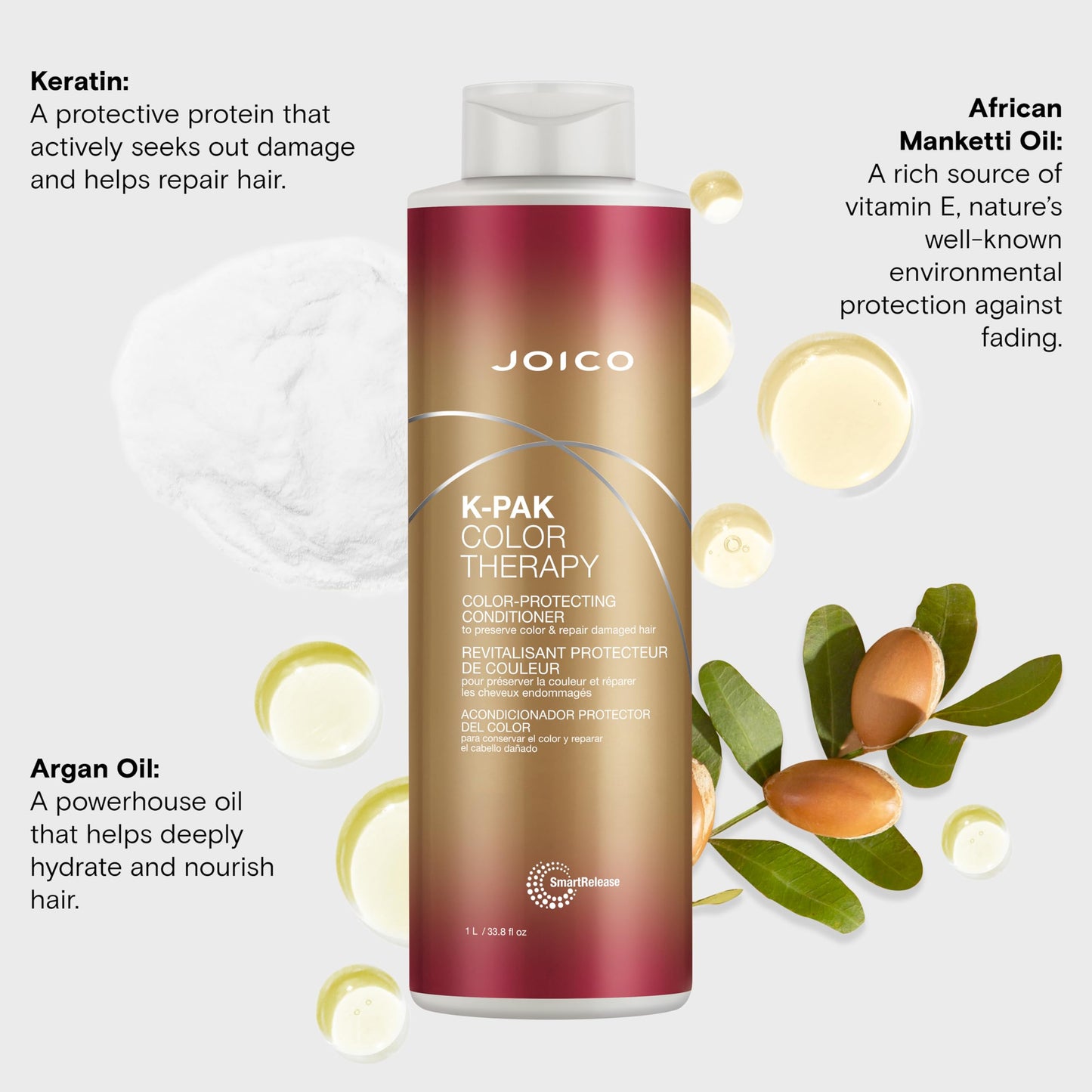 Lavender Joico K-PAK Color Therapy Color-Protecting Conditioner | For Color-Treated Hair | Boost Shine & Elasticity | Repair Breakage | Rebuild Damaged Hair | With Keratin & Argan Oil | 33.8 Fl Oz