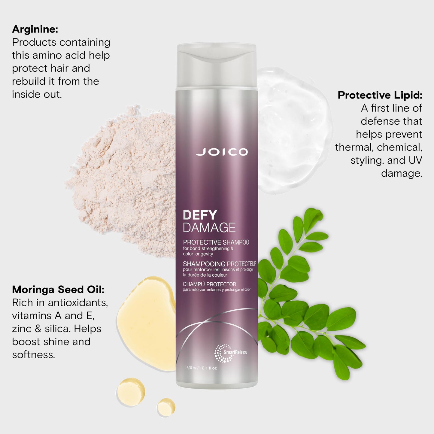 Lavender Joico Defy Damage Protective Shampoo | For Color-Treated Hair | Strengthen Bonds & Preserve Hair Color | With Moringa Seed Oil & Arginine | 10.1 Fl Oz
