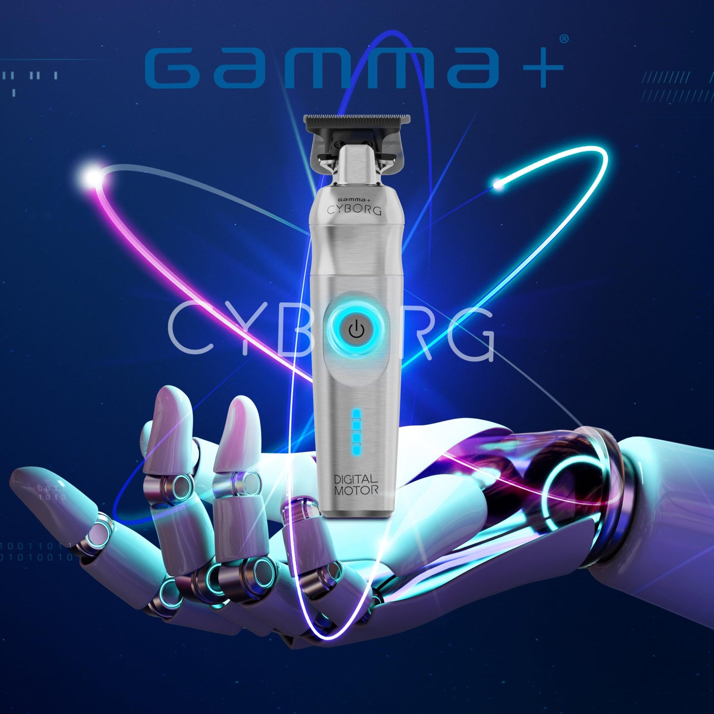 Midnight Blue GAMMA+ Cyborg Professional Metal Cordless Ergonomicl Hair Trimmer with Digital Brushless Motor