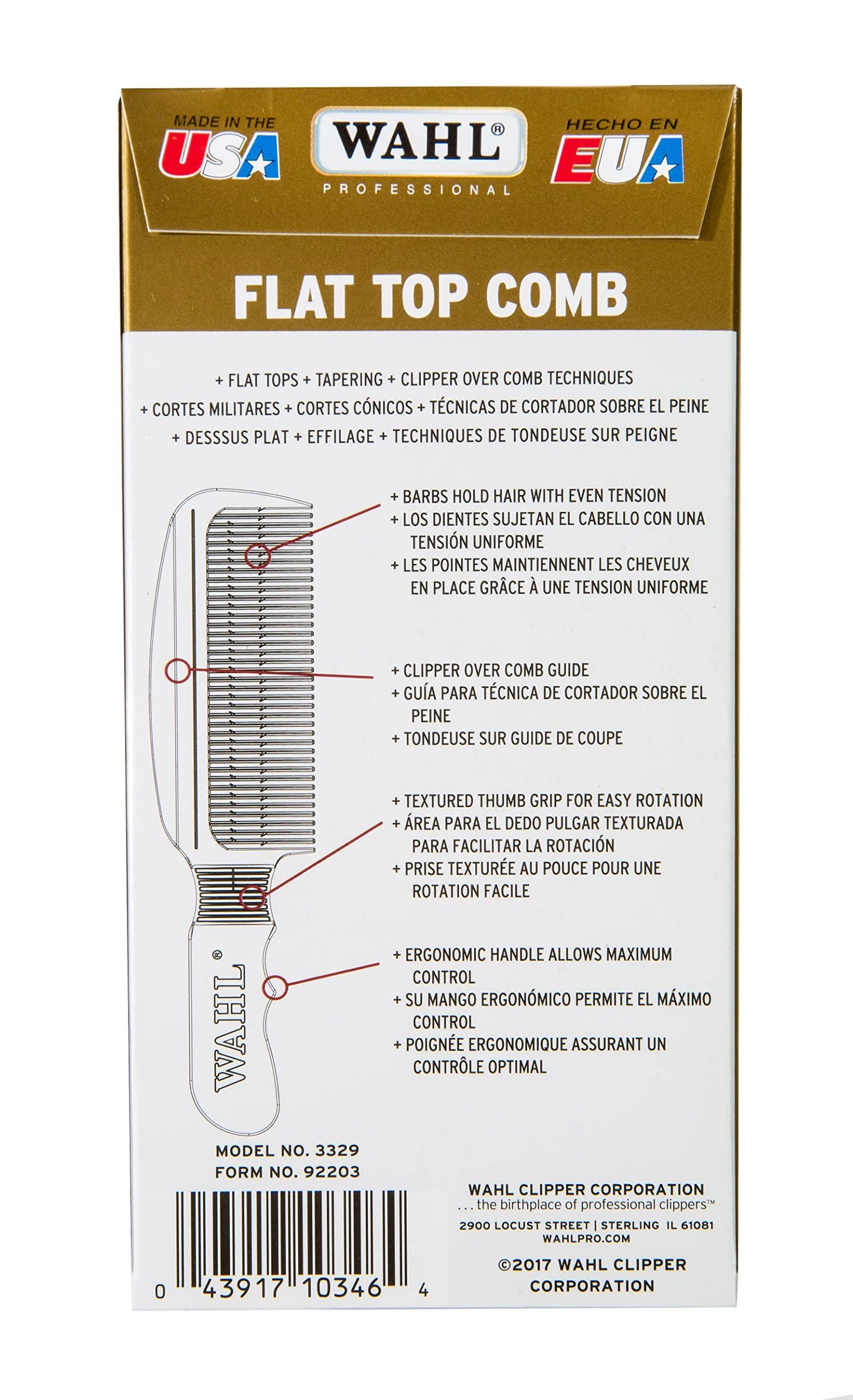 White Smoke Wahl Professional - New Flat Top Comb White #3329-100 - Great for Professional Stylists and Barbers