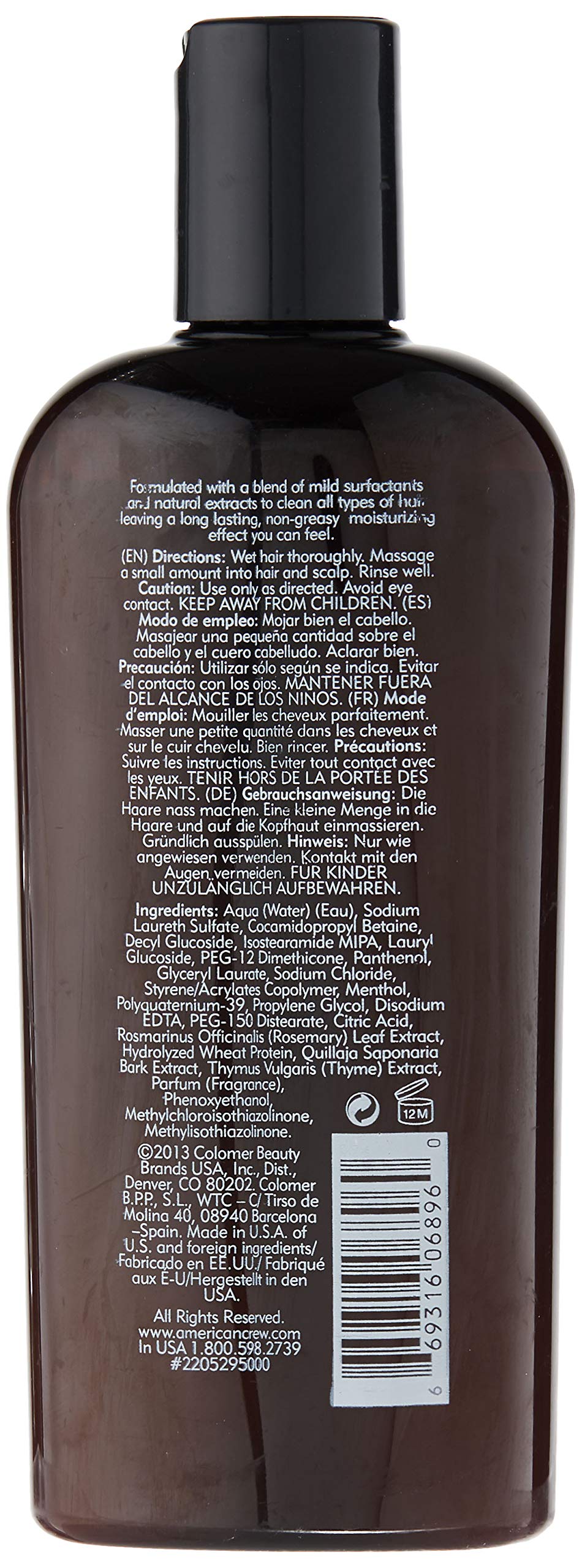 White Smoke American Crew Daily Moisturizing Shampoo, 8.45 Fluid Ounce