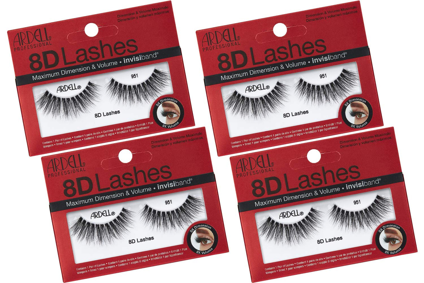 White Smoke Ardell Strip Lashes 8D Lashes 951, 4-Pack