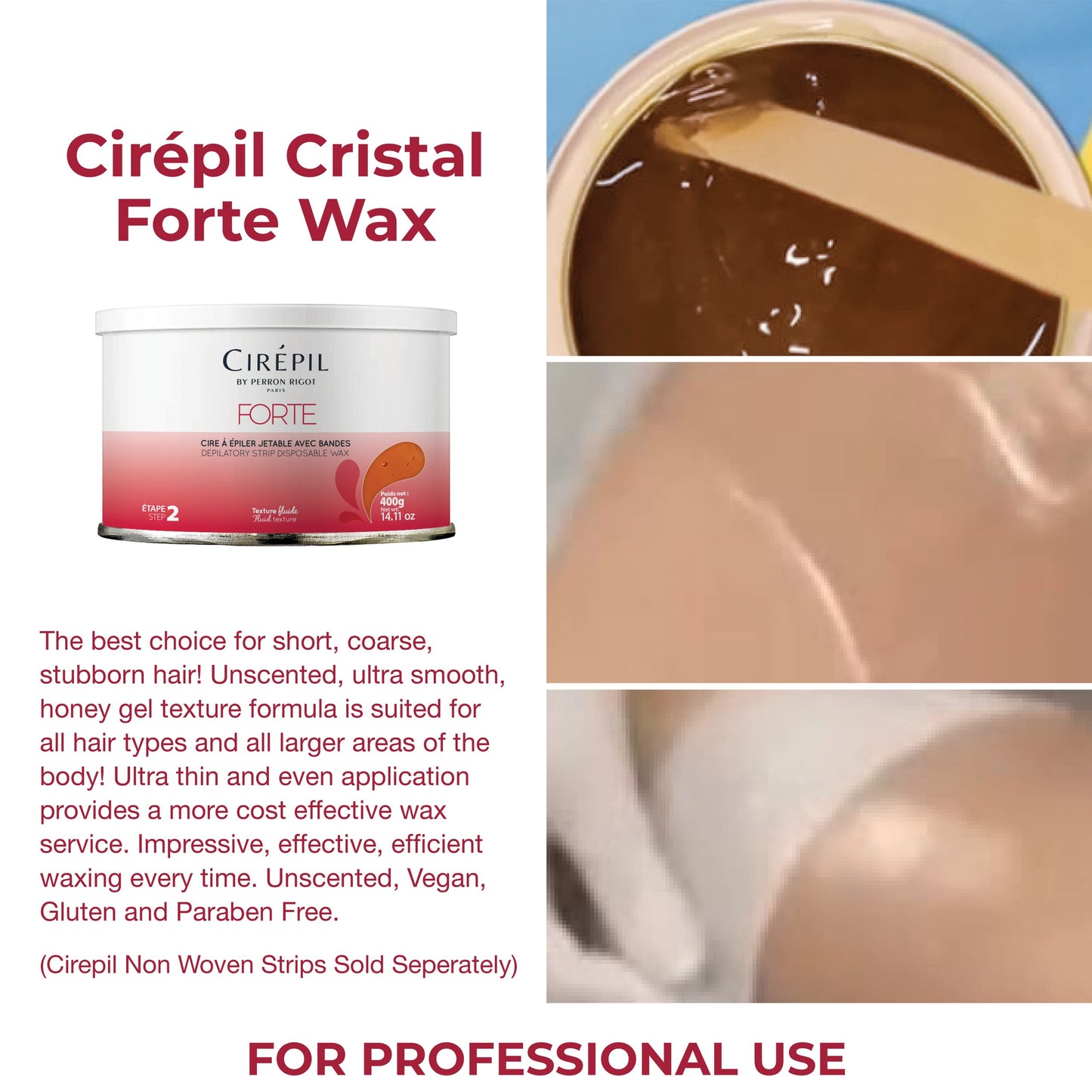 White Smoke Cirepil - Forte - 400g / 14.11 oz Soft Wax Tin - Strong Strip Wax for Coarse & Resistant Hair - Classic Honey Texture - Effective for Men & Women Body Waxing