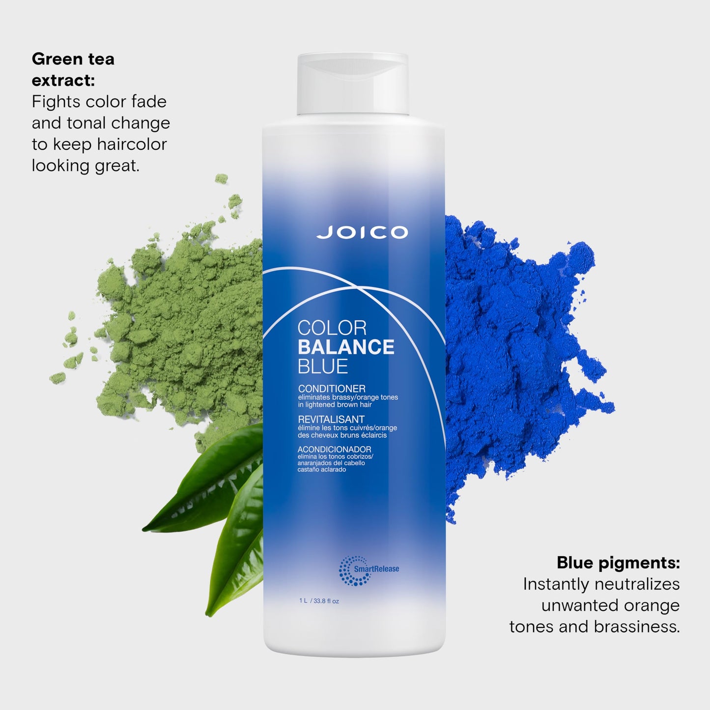 Lavender Joico Color Balance Blue Conditioner | For Lightened Brown Hair | Eliminate Brassy Orange Tones | Boost Color Vibrancy & Shine | UV Protection | With Rosehip Oil & Green Tea Extract | 33.8 Fl Oz
