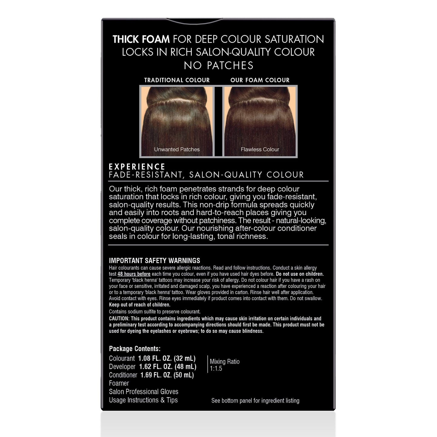 Black John Frieda Precision Foam Colour, Light Natural Brown 6N, Full-Coverage Hair Color Kit, Anti-Fade Gray Coverage, Deep Color Saturation Hair Dye, 1 Application