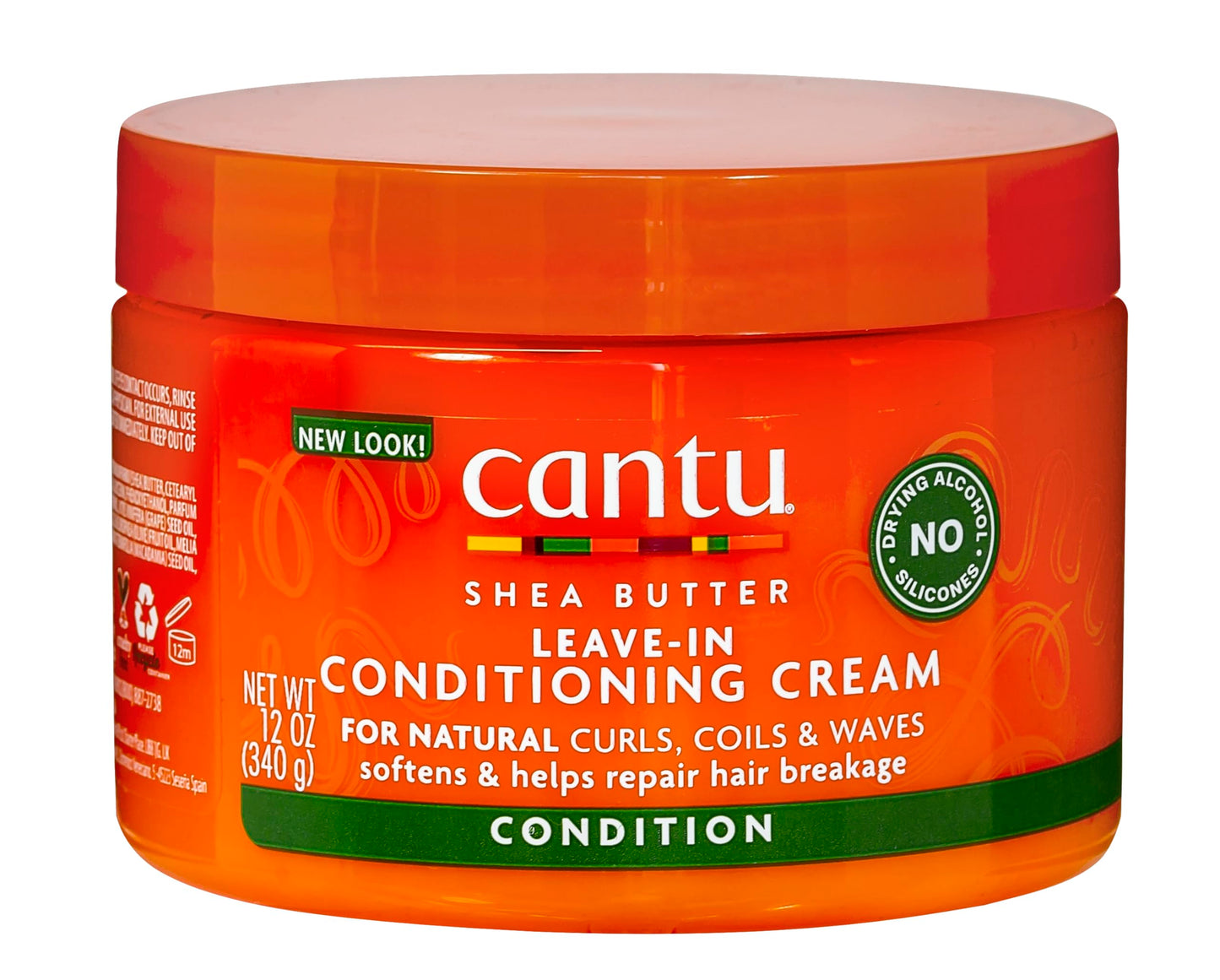 Orange Red Cantu Shea Butter for Natural Hair Leave in Conditioning Cream, 12 Ounce