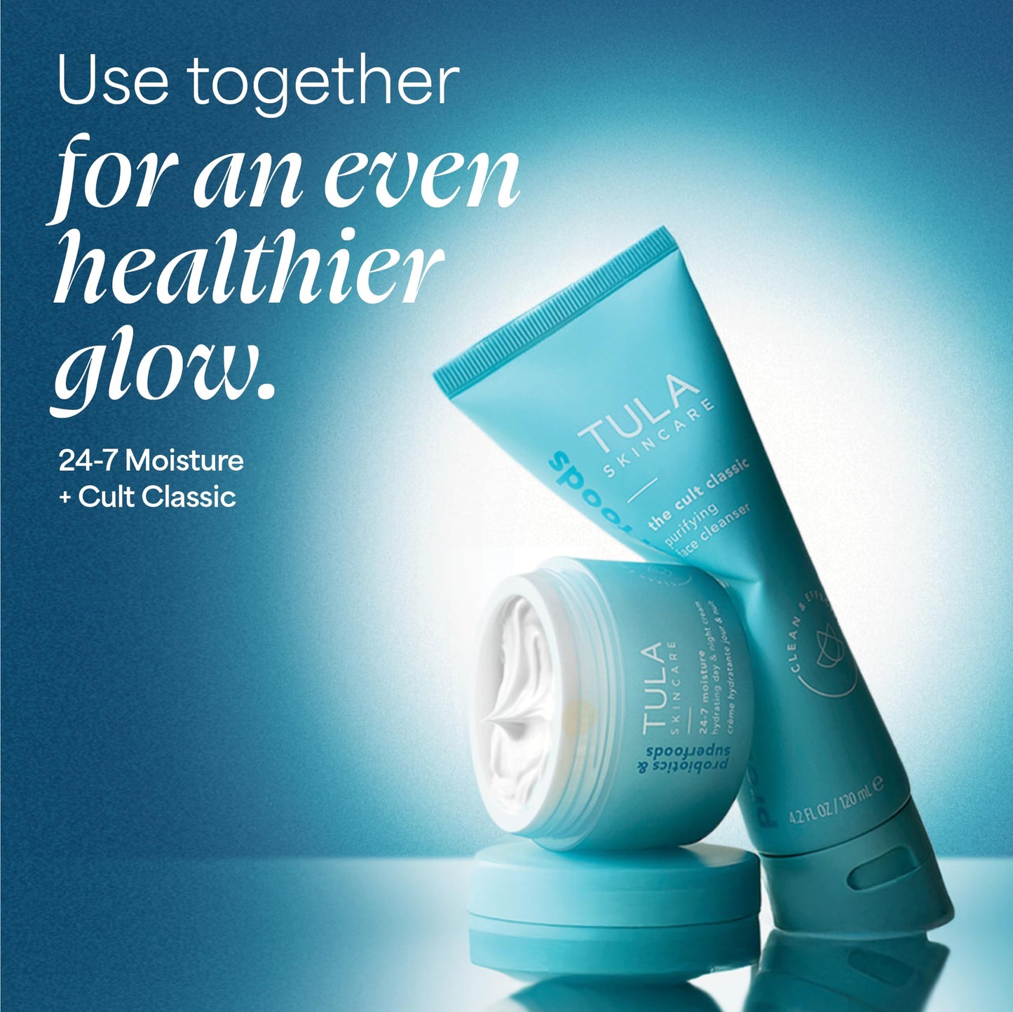 White Smoke TULA Skin Care 24-7 Hydrating Day & Night Cream - Anti-Aging Moisturizer for Face, Contains Watermelon & Blueberry Extract, 1.5 oz.
