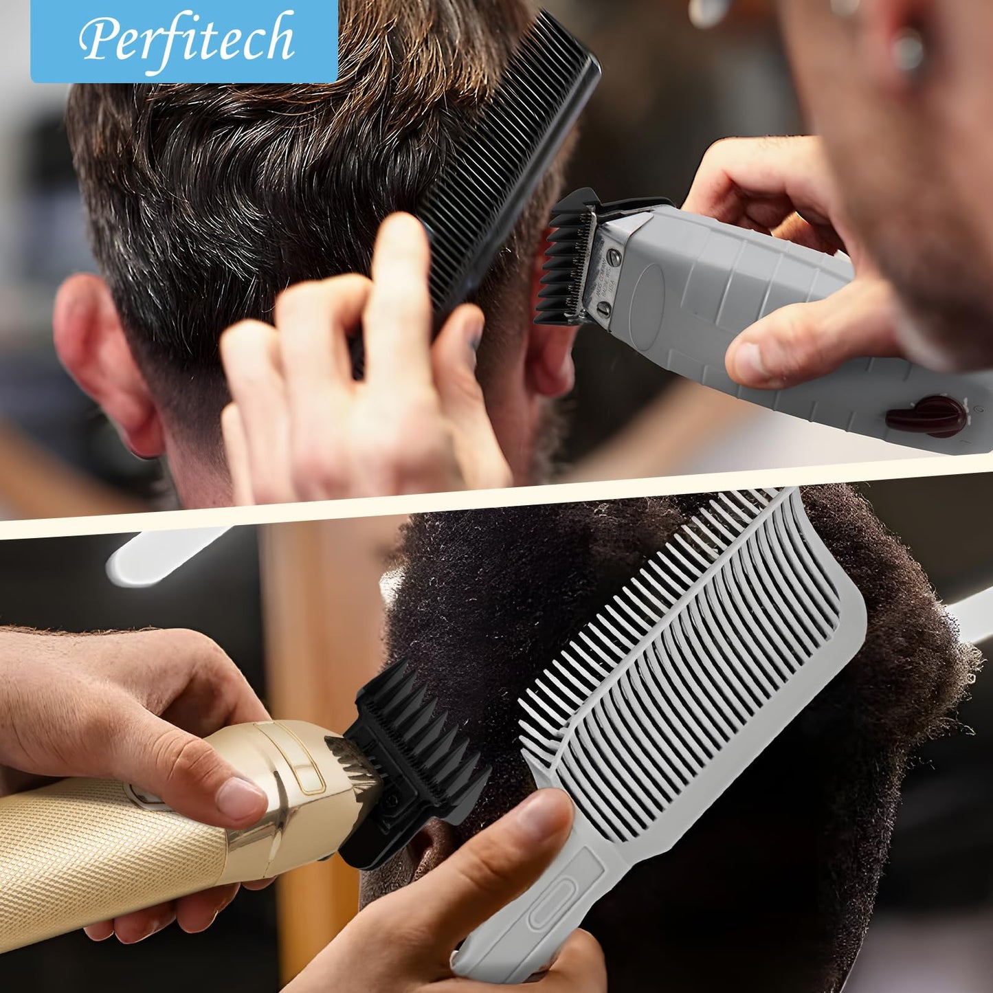 Black 6Pcs Hair Clipper Guards Compatible with Baybliss FX787 and Andis T Outliner G, GO, GTO, ORL, LS2, LS3, PLS, PMT-1, RT-1, SLII, Trimmer Guards Replacement - 1/16" to 3/8", Black Color