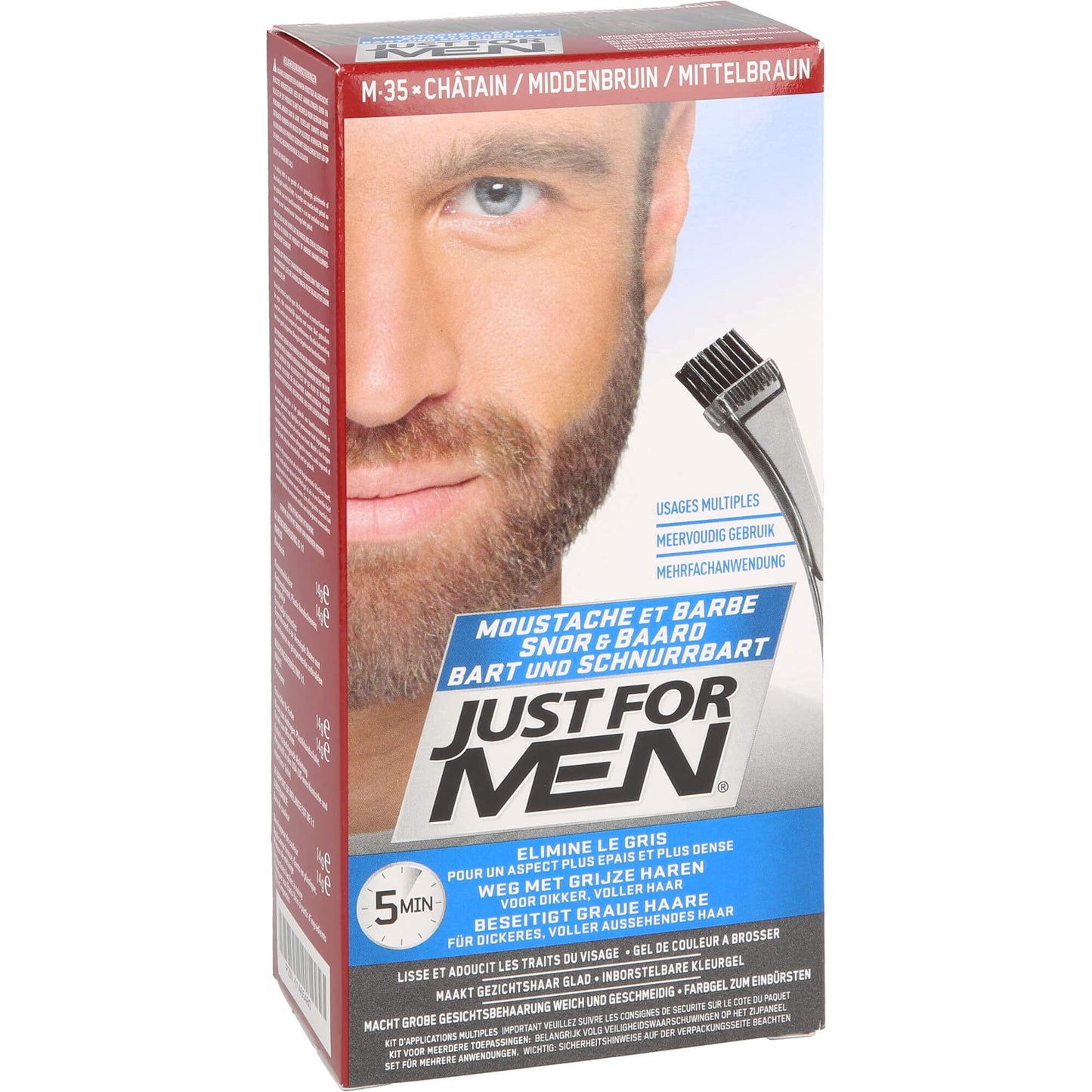 White Smoke JUST FOR MEN Color Gel Mustache & Beard M-35 Medium Brown 1 ea