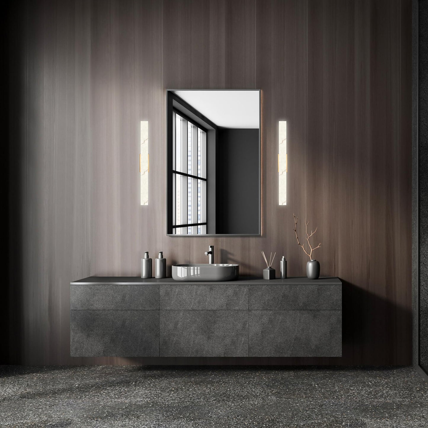 Dark Slate Gray Modern Forms Lanza 27in LED Bath Vanity & Wall Light 3000K in Black