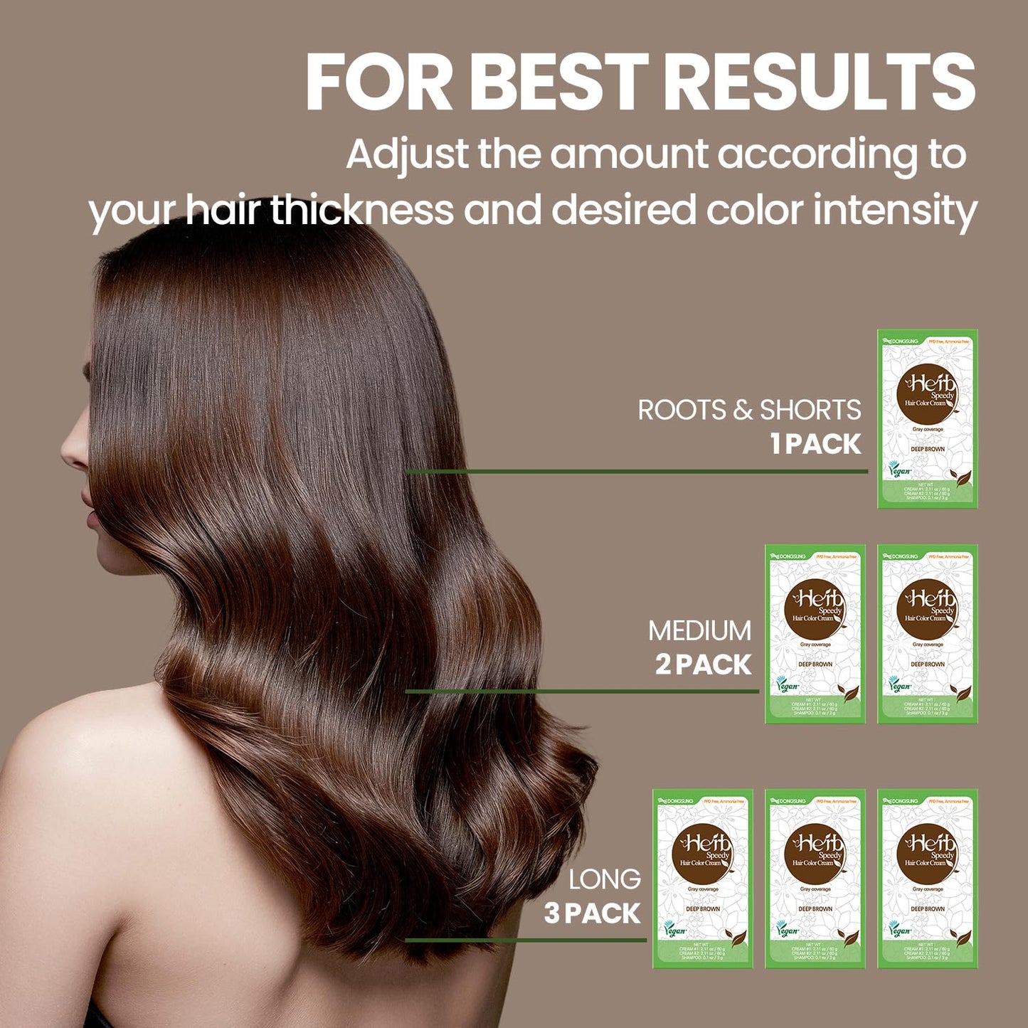Rosy Brown Dongsung Herb Speedy Color Cream(Dark Brown) – Korean Herbal Vegan Hair Dye, PPD-Free, Ammonia-Free, Hypoallergenic – 100% Gray Coverage, Odorless, Dermatologically Tested, Quick 20-Minute Application