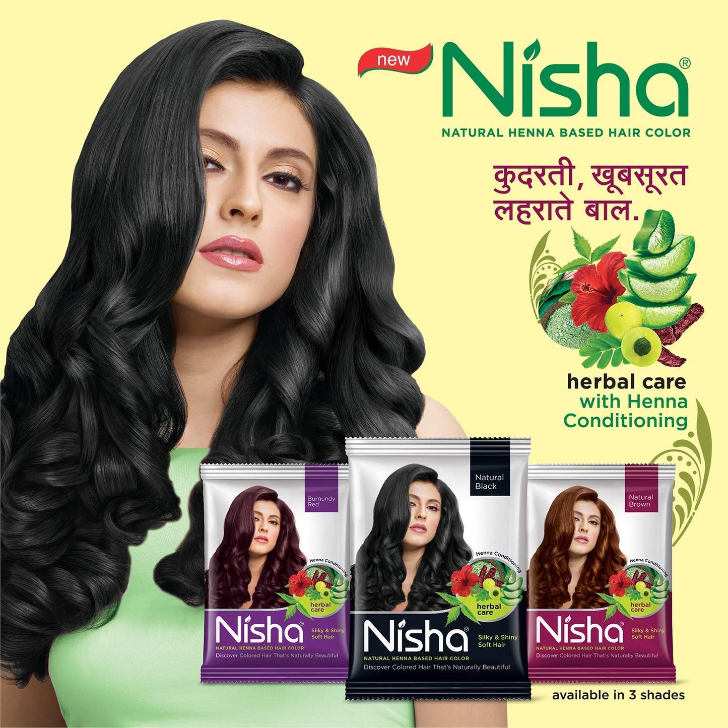 Pale Goldenrod Nisha Natural Henna Based Hair Color (Natural Black) 10GM Pack of 10