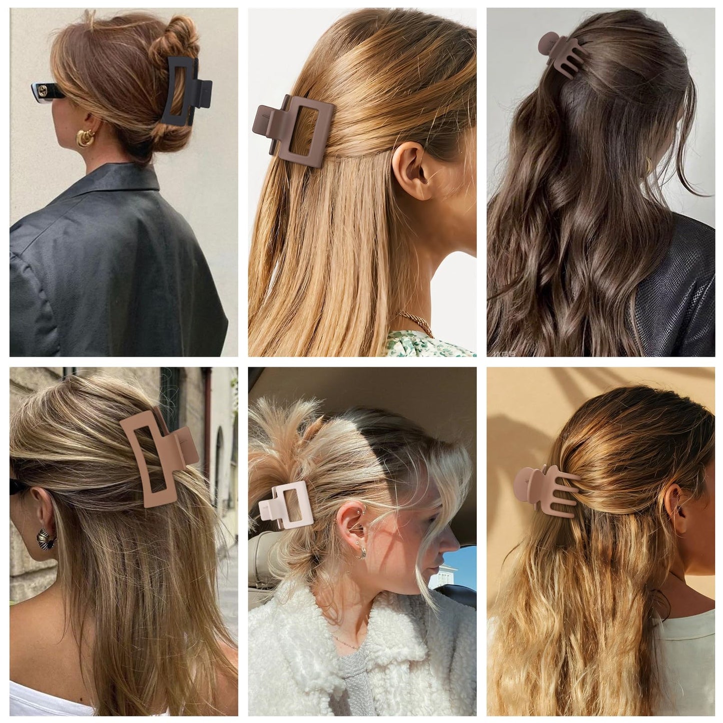 Dark Slate Gray SMKSL 12 Pcs Hair Clips for Women 3 Styles Small Medium Large Claw Clips for Thin Thick Curly Hair, Strong Hold & Non-Slip Clips, Stylish Matte Plastic Hair Accessories Ideal Gifts for Women (Brown)