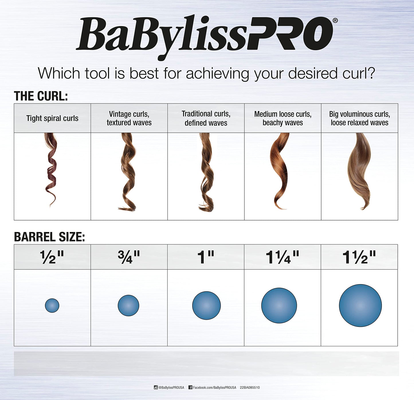 White Smoke BaBylissPRO Nano Titanium 1 1/4 inch Curling Iron for Loose Curls & Beach Waves, Marcel Professional Hair Curler for All Hair Types