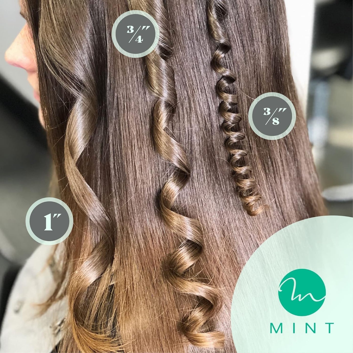 Slate Gray MINT Professional Clamp-Free Curling Wand 1 1/4 Inch for Long Hair | Extra Long Curl Wand with 4-Heater Ionic Ceramic Barrel | Best Curling Wands | Adjustable 230-430°F | Worldwide Dual Voltage