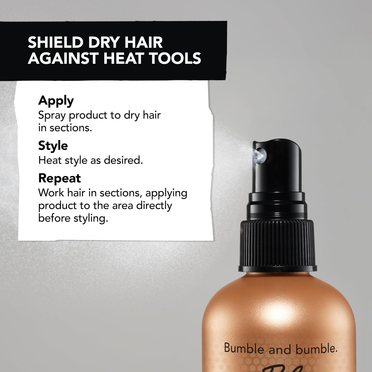 Gray Bumble and bumble. Heat Shield Thermal Protection Hair Mist | Frizz Control, Damage Repair, Heat Protection, Prevents Breakage, Color Safe | For Curly, Wavy, Straight Hair | Mini Travel Size, 2 Fl Oz