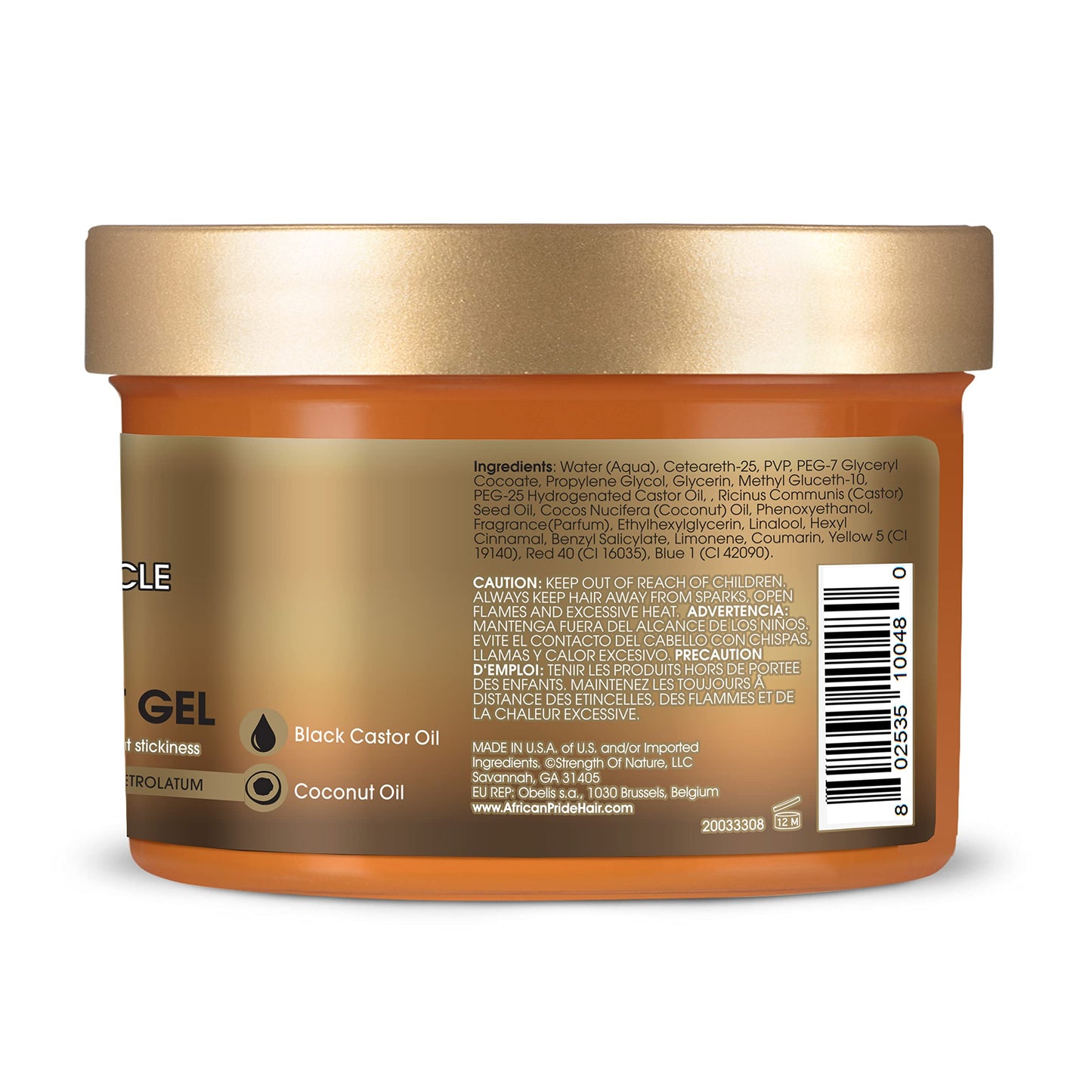 Dim Gray African Pride Black Castor Miracle Extra Hold Braid, Loc, Twist Gel - Extreme Hold Braiding Hair Gel, Edge Control & Tames Frizz, No Flake | Natural Ingredients, Coconut Oil | 8oz