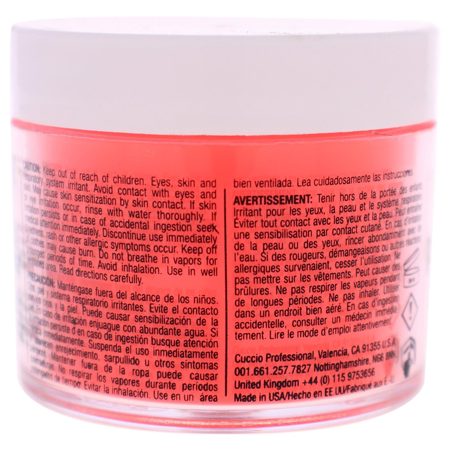 Light Gray Cuccio Pro Powder Polish Dip - Neon Red - Nail Lacquer for Manicures & Pedicures, Easy & Fast Application/Removal - No LED/UV Light Needed - Non-Toxic, Odorless, Highly Pigmented - 2 oz