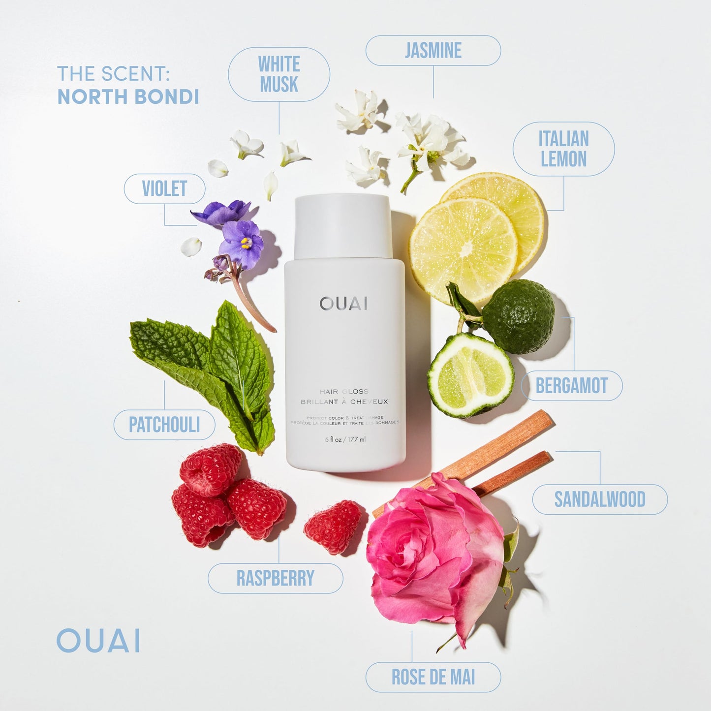 Lavender OUAI Hair Gloss - In-Shower Shiny Hair Treatment & Glaze with Frizz Control - Heat Protectant Infused with Hyaluronic Acid, Rice Water & Panthenol - Paraben, Phthalate & Sulfate Free (6 Oz)