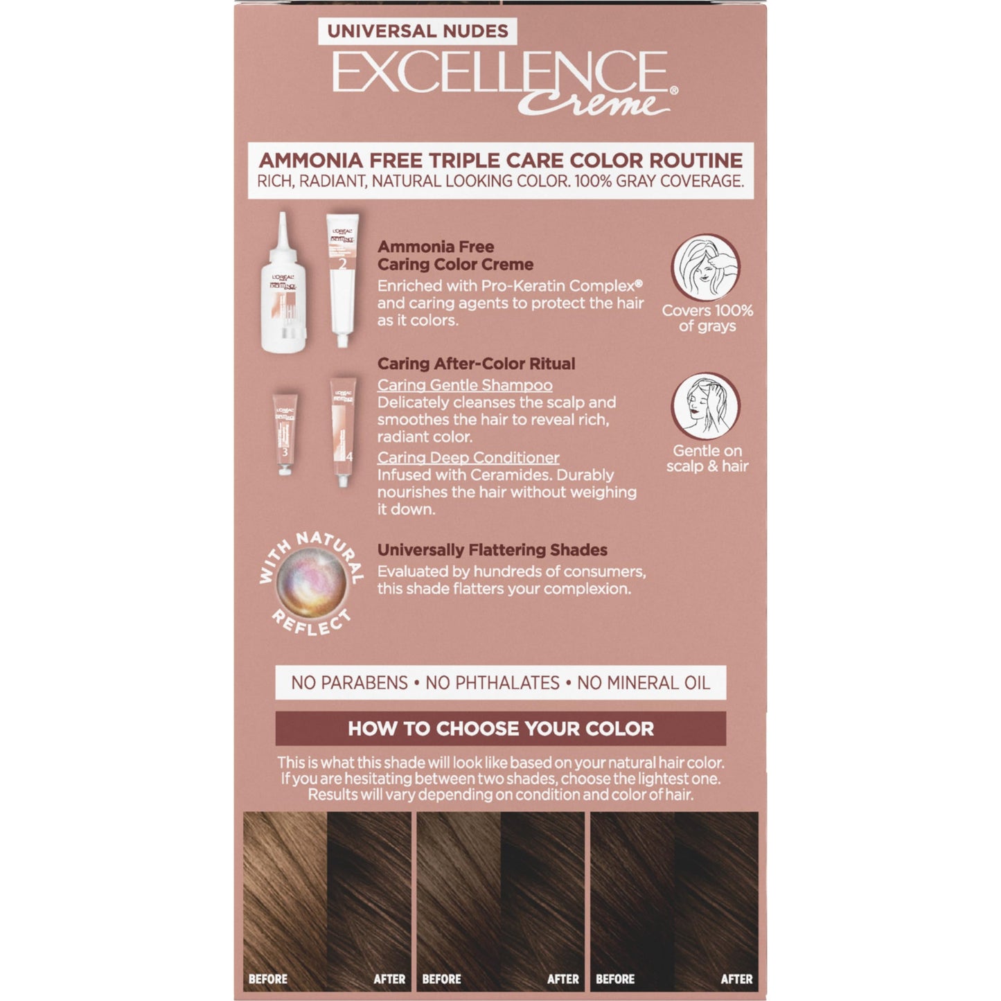 Rosy Brown L’Oreal Paris Excellence Universal Nudes Permanent Hair Color, Ammonia Free Hair Dye for Gray Hair Coverage, 4N Natural Dark Brown, 1 Hair Dye Kit