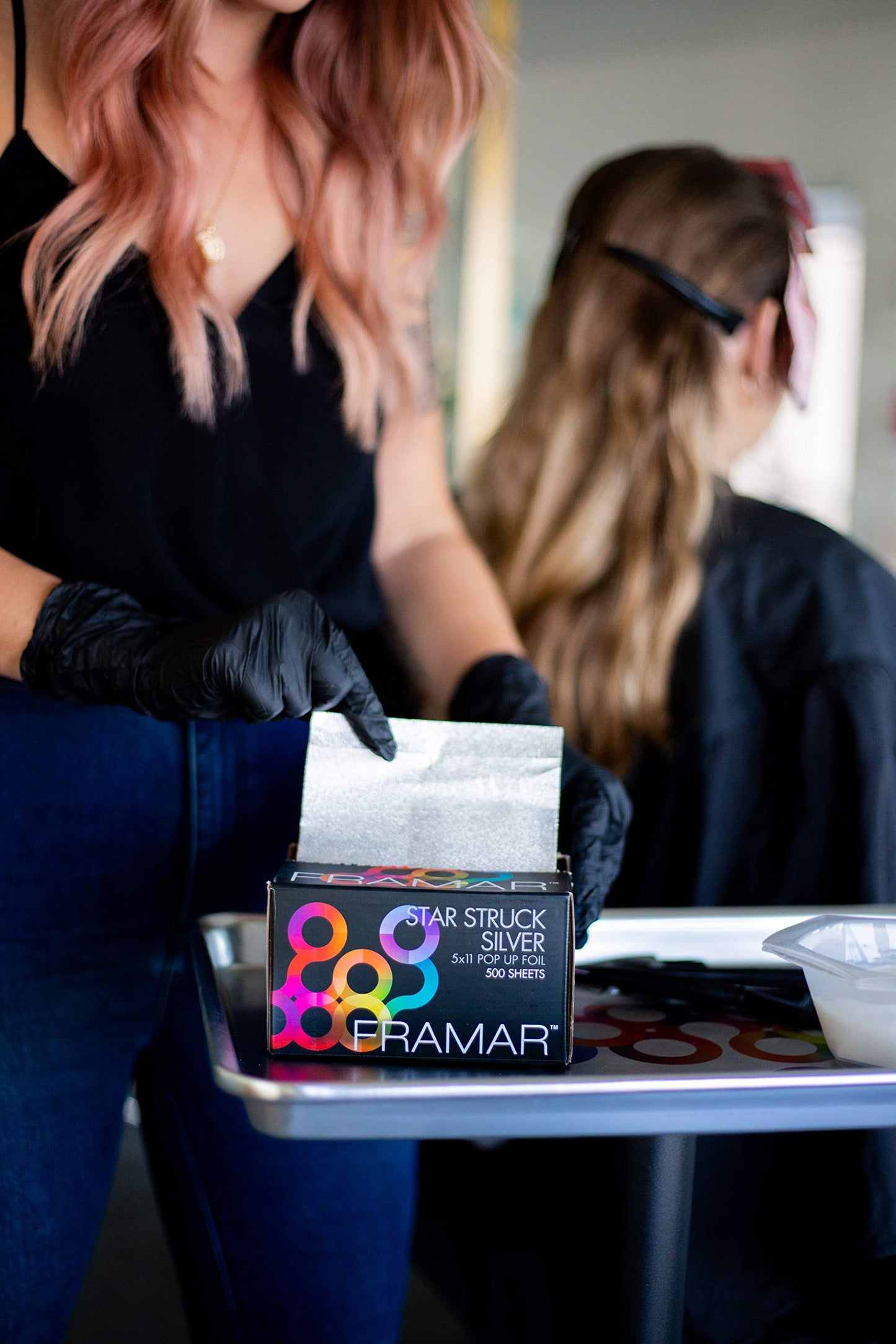 Black Framar Silver Hair Foils For Highlighting - Pop Up Hair Foil For Hair Highlighting, Highlight Foils For Hair, Aluminum Foil Sheets, Salon Foils For Hair Stylist, Non Slip 500 Pop Up Foil Sheets
