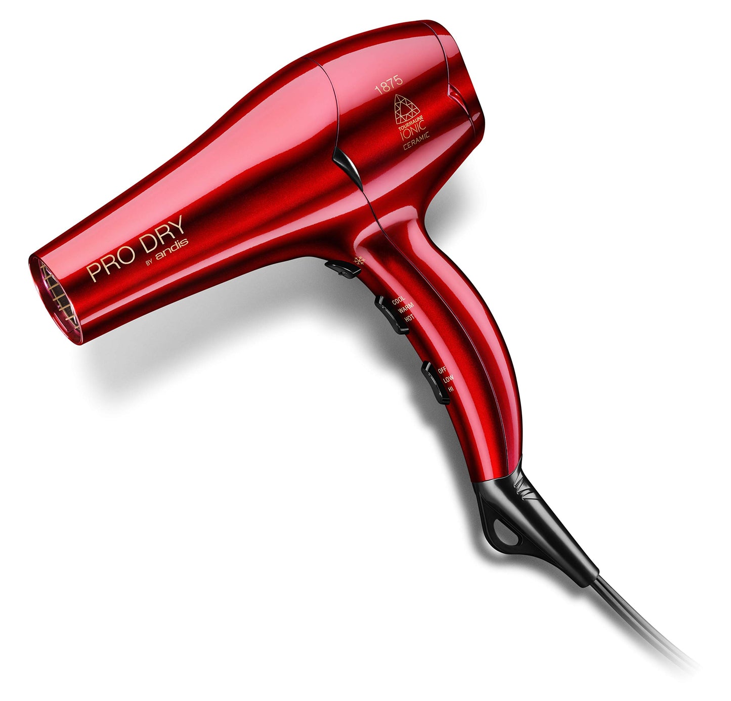 White Smoke Andis 30245 1875W Tourmaline Ceramic Ionic Pro Dry Professional Hair Dryer with 3 Heat Settings/2 Speed Settings- Red