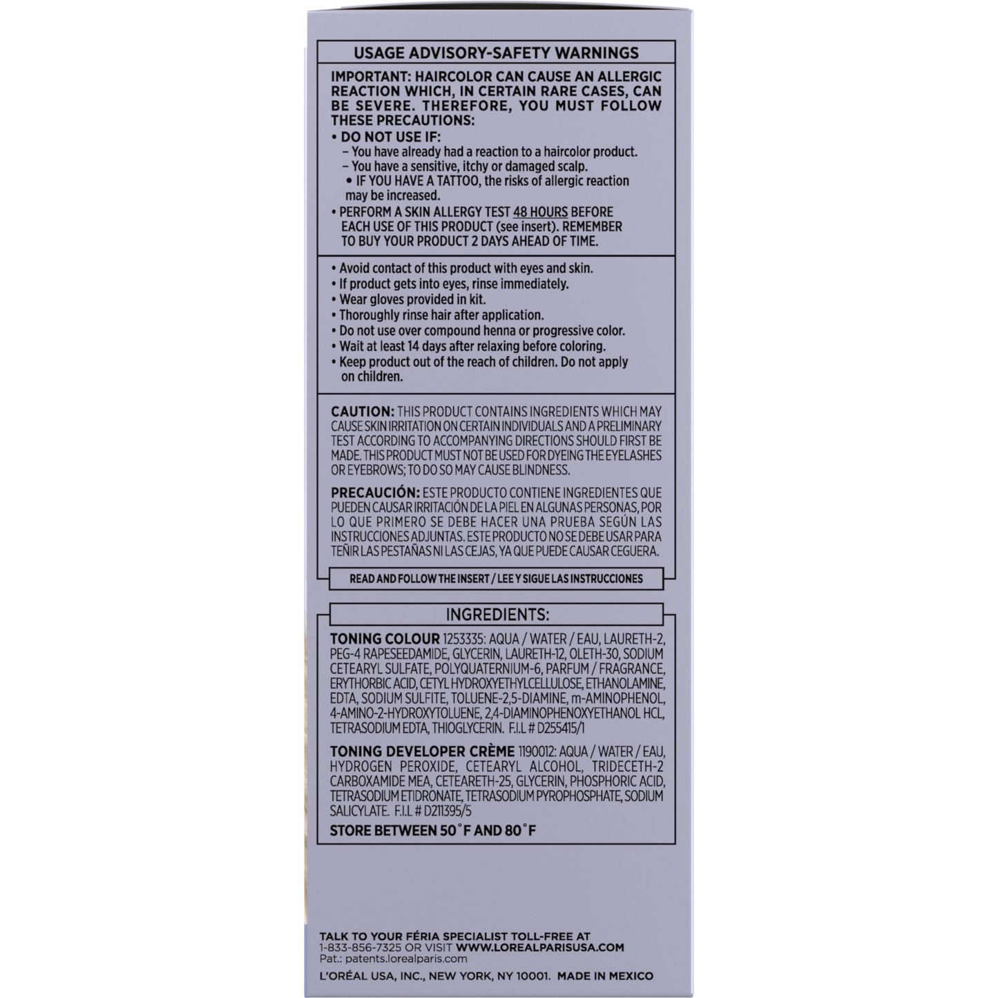 Light Slate Gray L’Oreal Paris Feria Long-Lasting Anti Brass Power Hair Toner, Ammonia Free Demi Permanent Hair Color, Ice Blonde Hair Toner, 1 Application