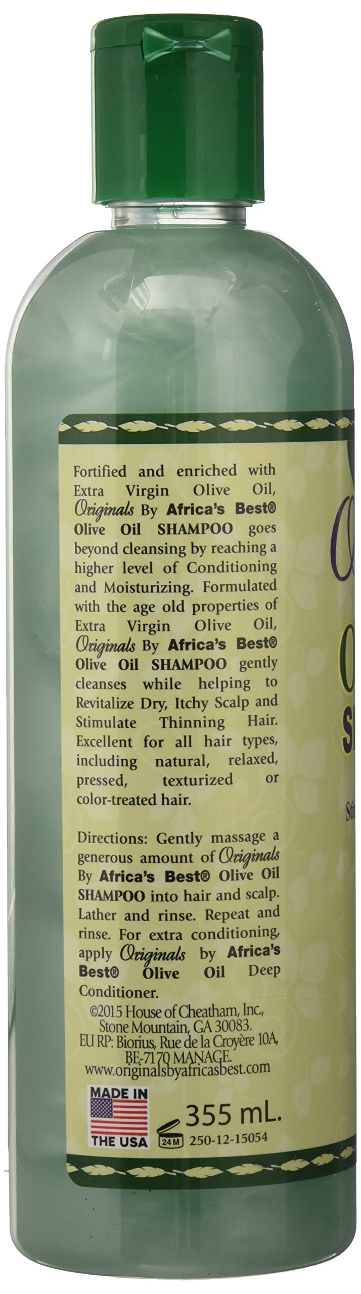 Dark Khaki Originals by Africa's Best Olive Oil Shampoo, Formulated With Extra Virgin Olive Oil, Moisturizes, Stimulates Thinning Hair, Revitalizes Dry, Itchy Scalp, 12 oz