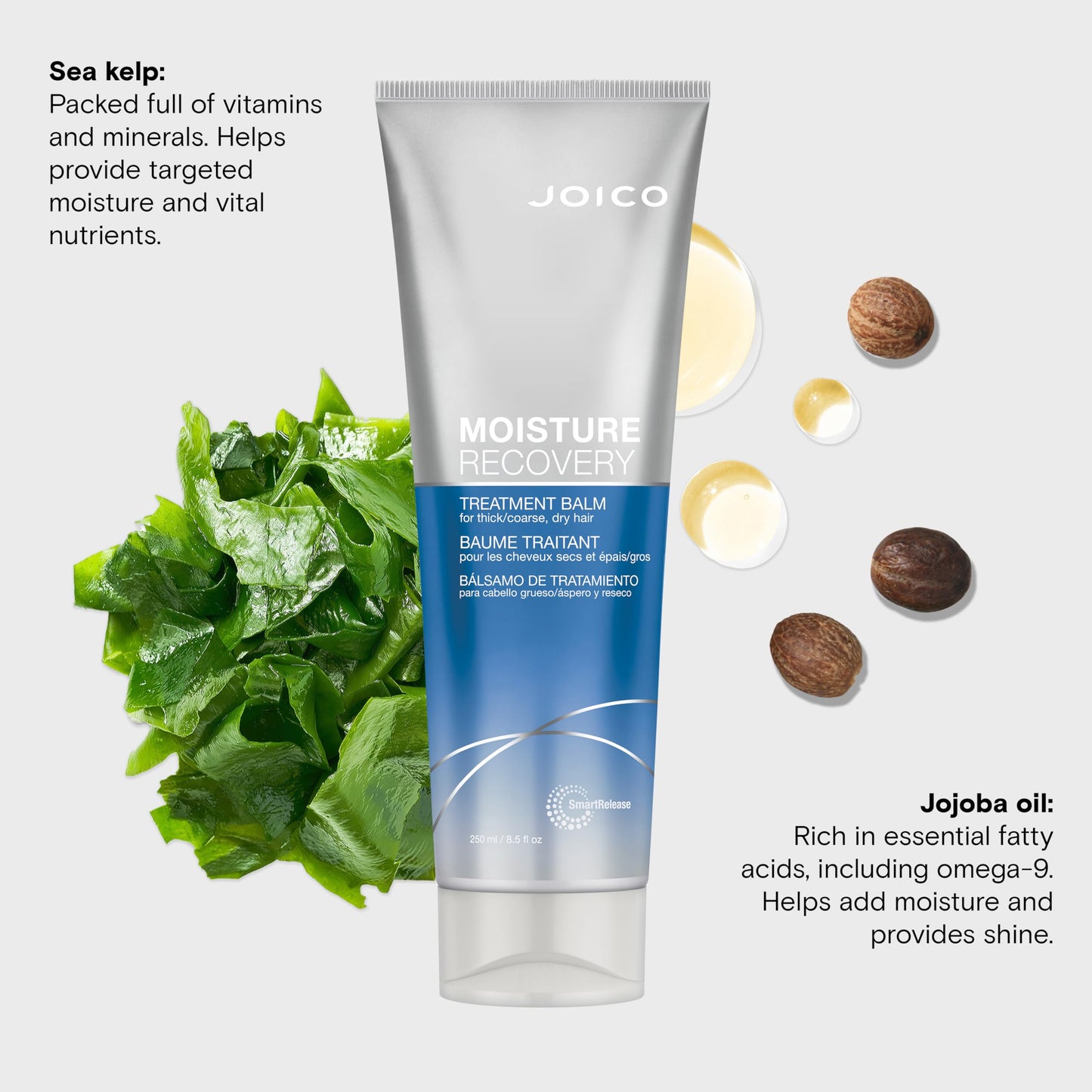 Lavender Joico Moisture Recovery Treatment Balm | For Thick, Coarse, Dry Hair | Restore Moisture, Smoothness, Strength, & Elasticity | Reduce Breakage & Frizz | With Jojoba Oil & Shea Butter | 8.5 Fl Oz