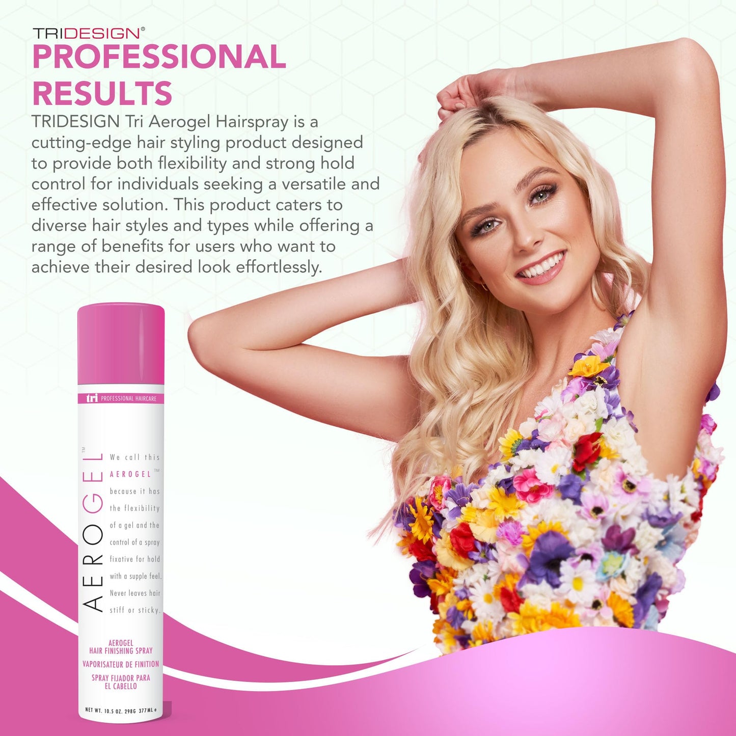 White Smoke TRI Design Aerogel Hairspray - Hair Finishing Spray for Styling, Volumizing and Holding Curly Hair with Flexible Hold - For Women and Men - Pack of 3 (10.5 oz)