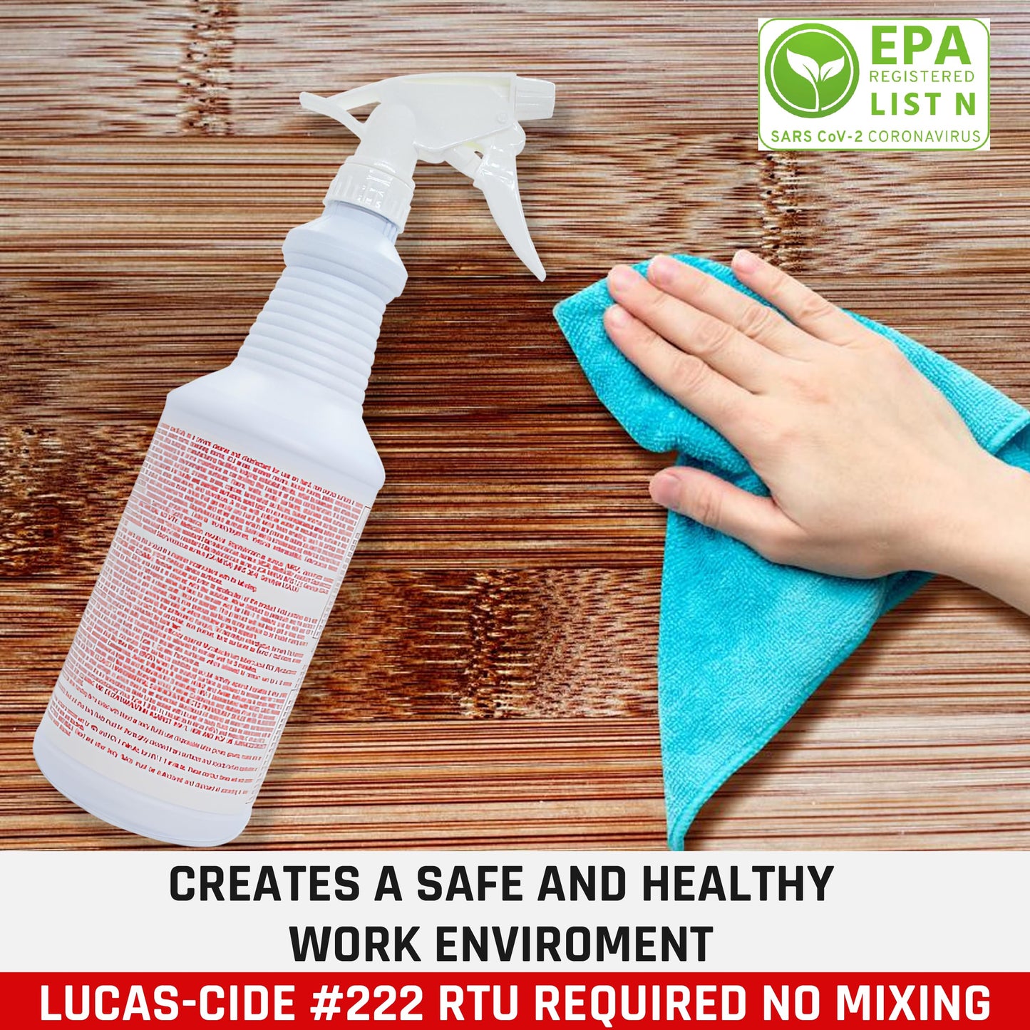 Rosy Brown LUCAS-CIDE #222 RTU Hospital-Grade Salon and Spa 60 Second Disinfectant 32 Fl Oz
