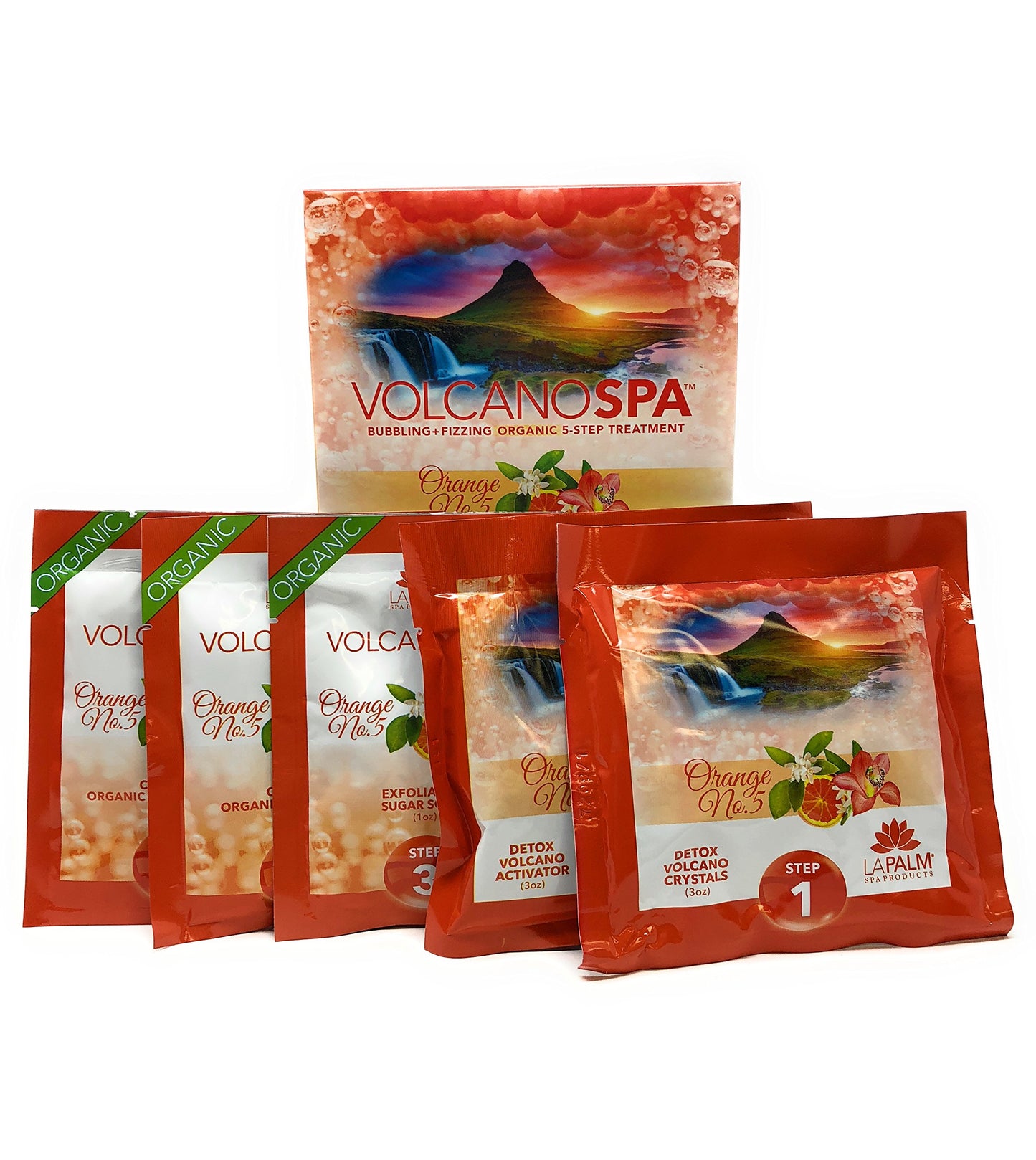 White Smoke La Palm Volcano Spa Bubbling + Fizzing Organic 5-Step Treatment – Orange No.5 (4 packs)