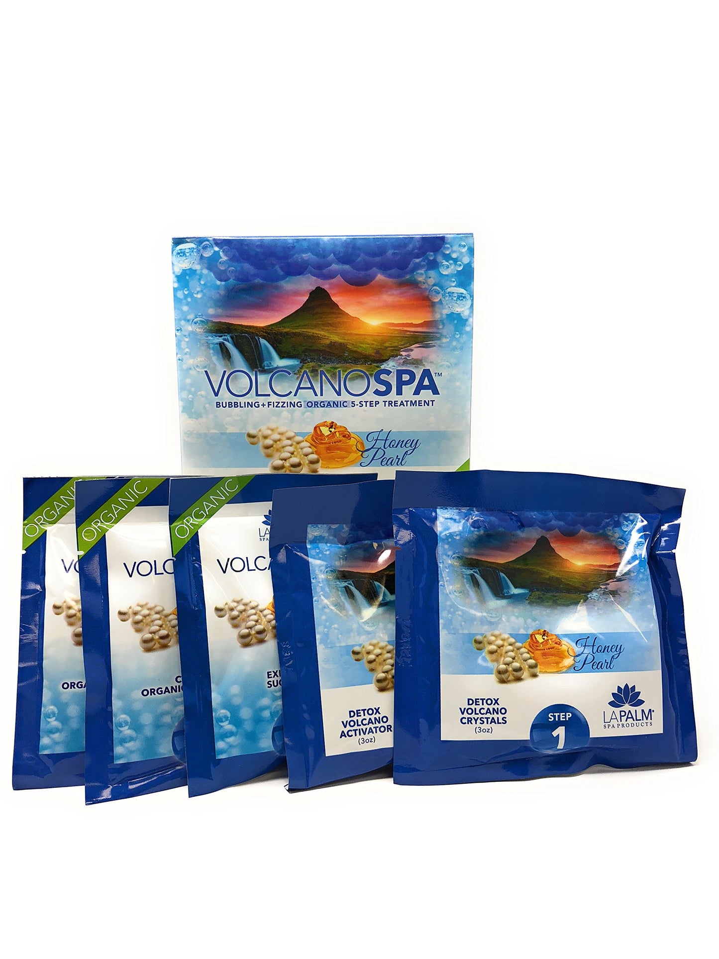 White Smoke La Palm Volcano Spa Bubbling + Fizzing Organic 5-Step Treatment – Honey Pearl (4 packs)