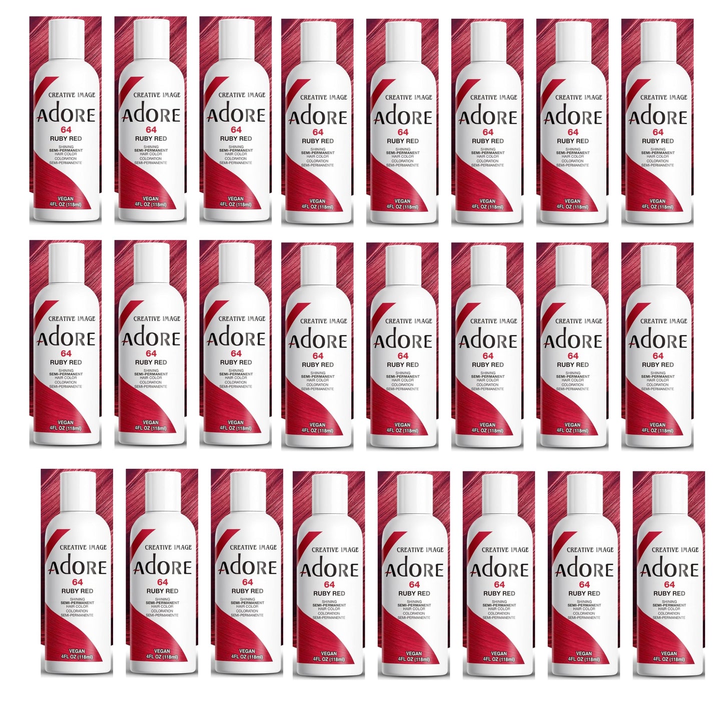 White Smoke Adore Semi Permanent Hair Color 064 Ruby Red, 4 Fl Oz (Pack of 3)