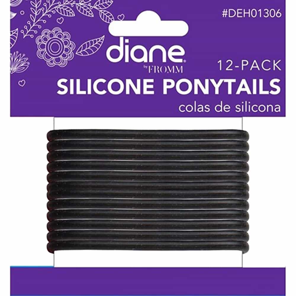 White Smoke Diane Silicone Ponytails 12- pack Black