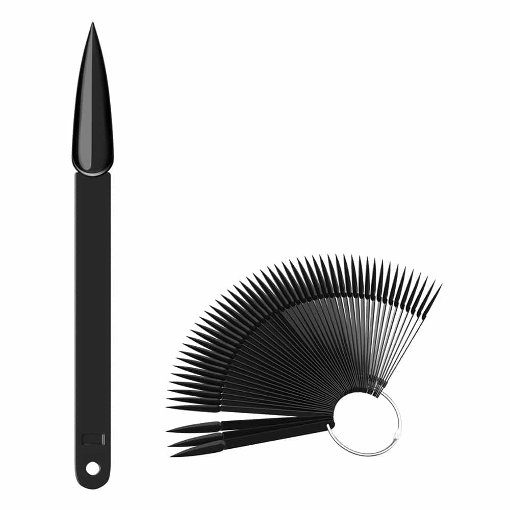 White Smoke Cre8tion Chart Fan 50 pcs Stiletto Nail Tips Black 10213