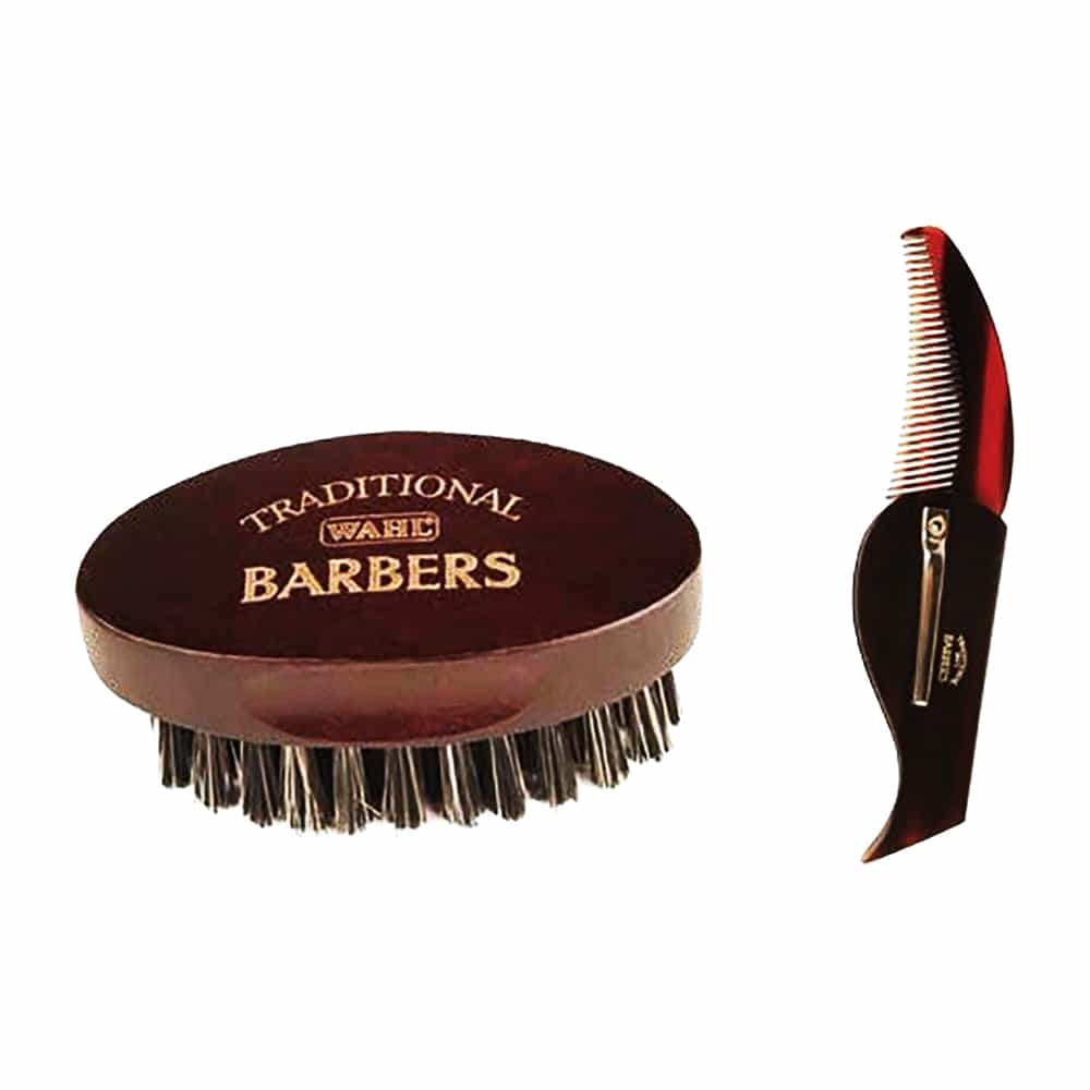 White Smoke Wahl Traditional Barbers Beard Brush And Comb Set