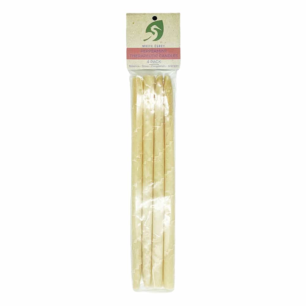 Light Gray White Egret Peppermint Therap.Candles 1/2",4PK PEP4PK 02134