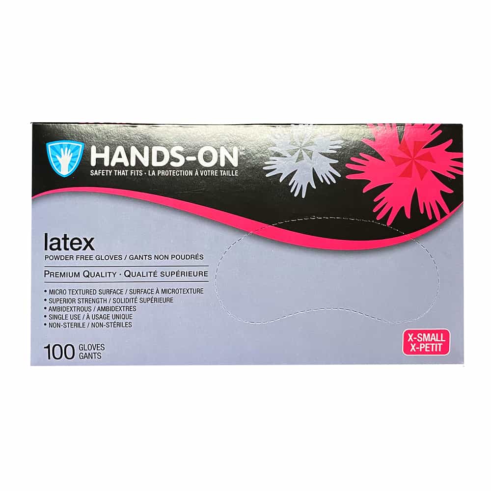 Gray Hands On Latex PF MedicalExam Glove 100PK - XSmall 00200