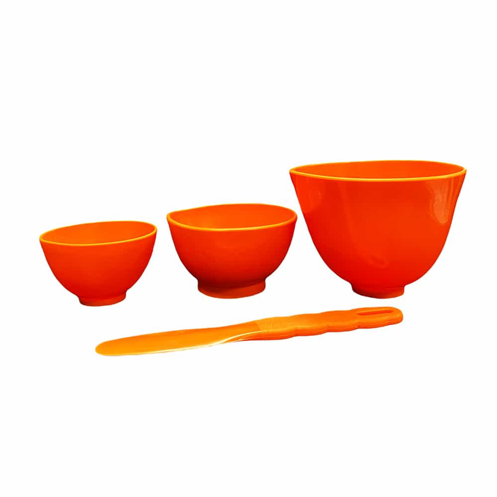 White Smoke Plastic Mixing Bowl Set of 3 (L+M+S+Spatula) - Orange 04520