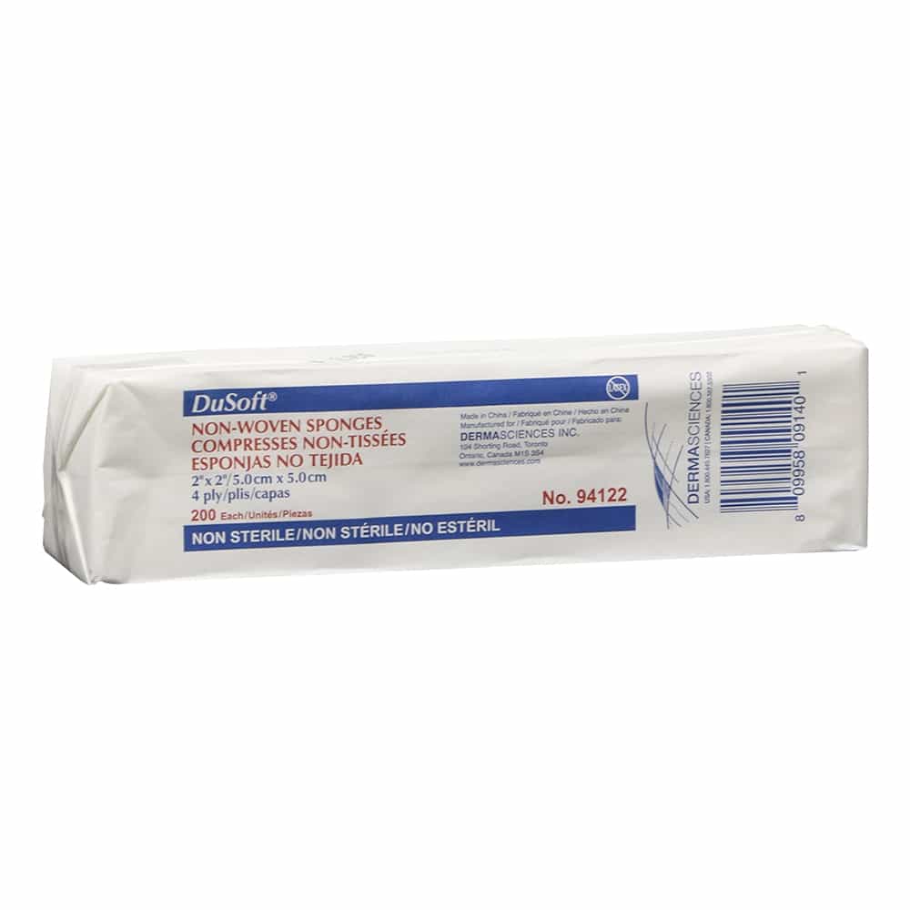 White Smoke DuSoft Non-Woven Sponges 2"x2" 4 Ply, 200 ct. - 94122