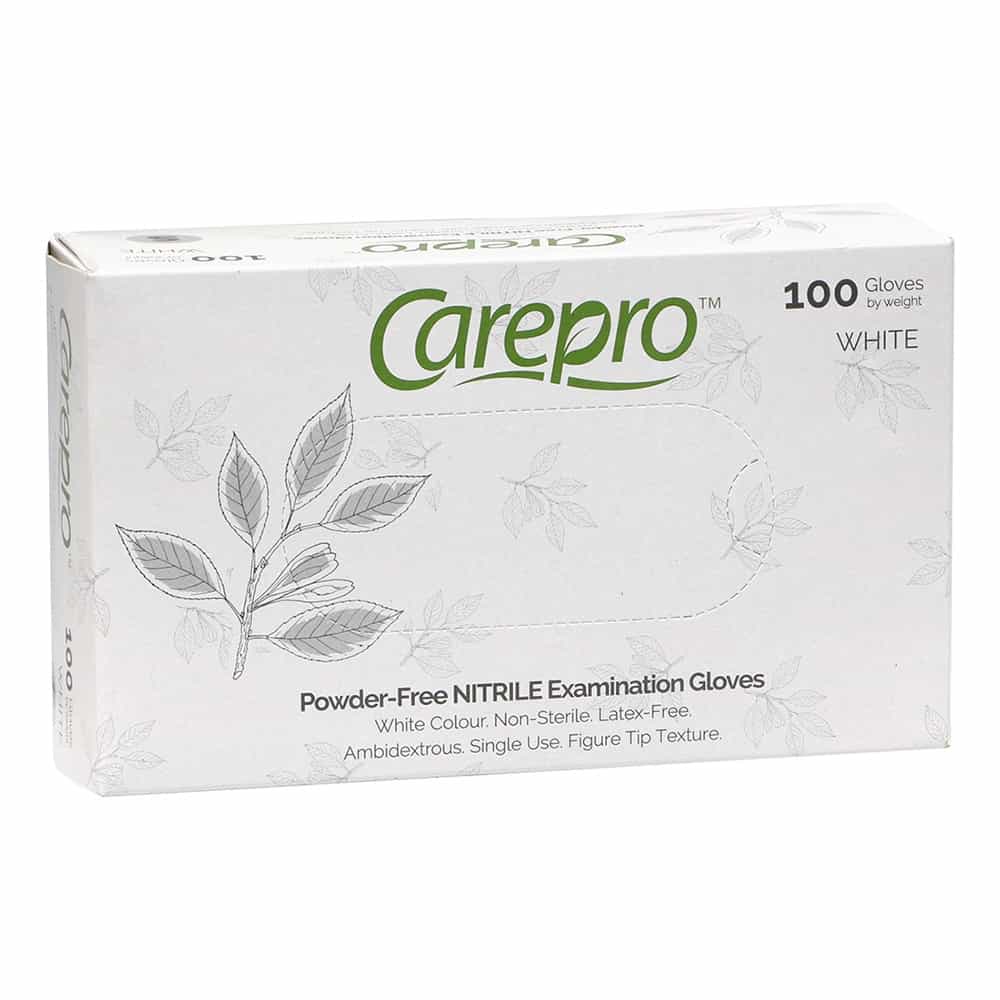 Lavender CarePro Nitrile Powder Free Exam Gloves White 100PC Small