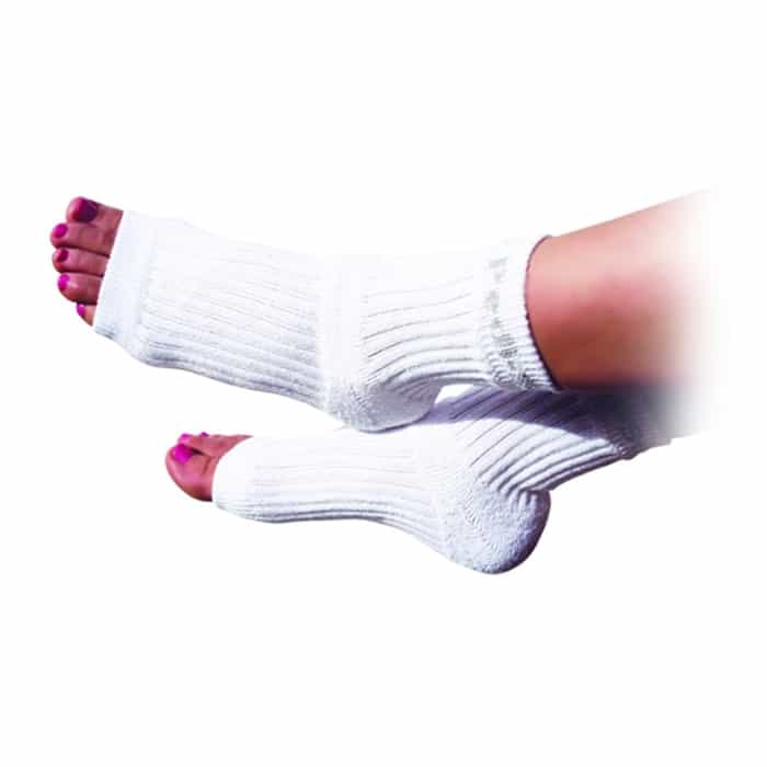 White Smoke Original Pedi-Sox White - Silver Metallic Logo PS-103