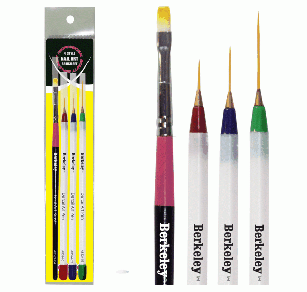 White Smoke Berkeley 4 Style Nail Art Brush Set AB524