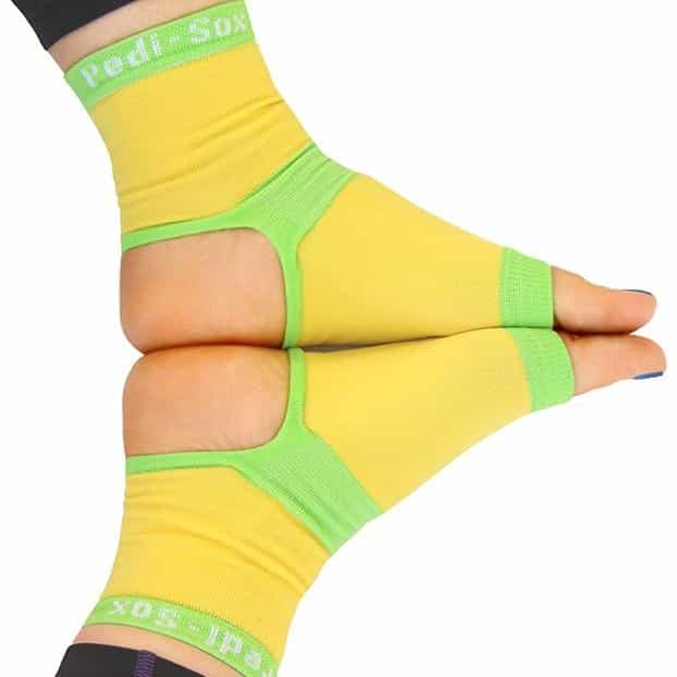 White Smoke Barefoot Pedi-Sox Energy/Yellow-Green Trim PSB-802