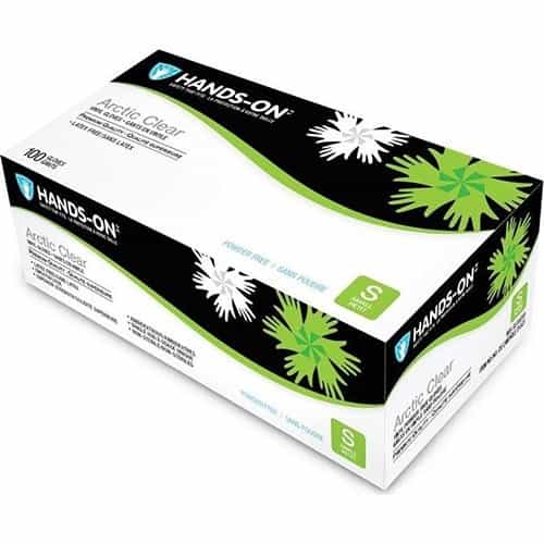 White Smoke Hands On Arctic Clear Vinyl PF Gloves 100pcs - Small 315CF