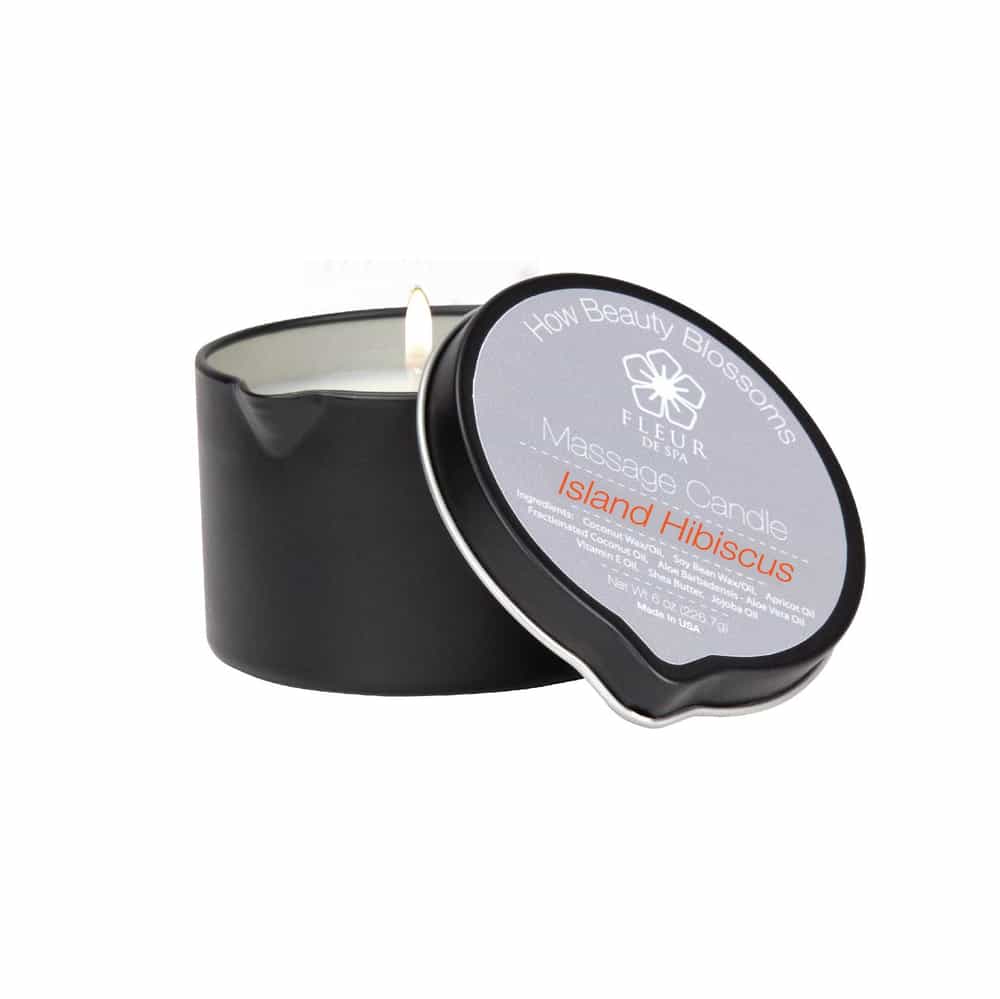 White Smoke Fleur De Spa Massage Candle 6oz Island Hibiscus CM2002/KN4H9