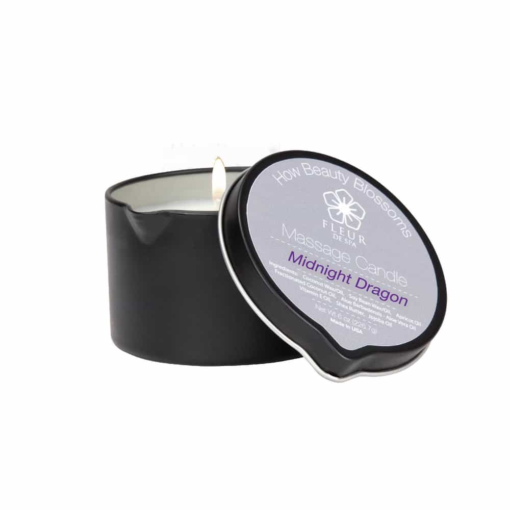 White Smoke Fleur De Spa Massage Candle 6oz Midnight Dragon CM2004/JPZKR